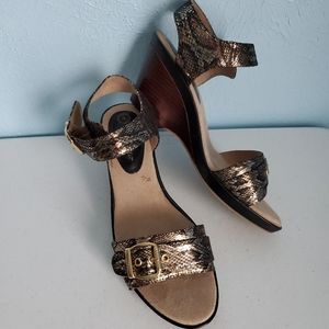 Bella Vista metallic snake print wedge sandals B4
